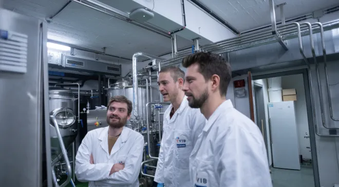 scientists at the pilot brewery